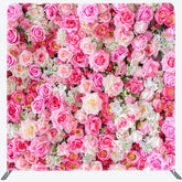 Lofaris Pink White Floral Romantic Square Tension Backdrop